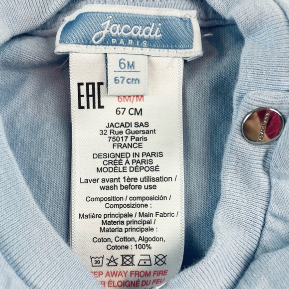 JACADI PARIS • Light Blue French Tricolor Rooster Long Sleeve Shirt - Picture 9 of 10